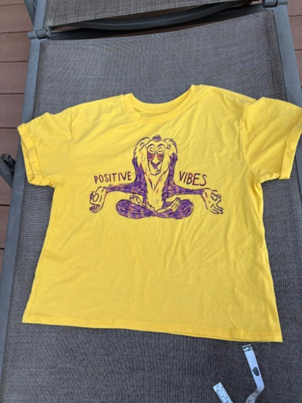 Yellow Lion King Positive Vibes Rafiki Graphic Tee like new juniors/teens size L